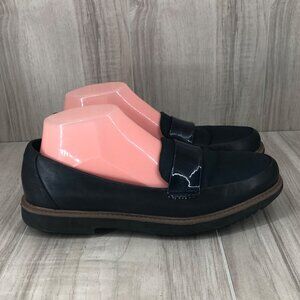 Clarks Loafers Womens 8M Raisie Arlie Blue Leather Slip On Comfort Shoes